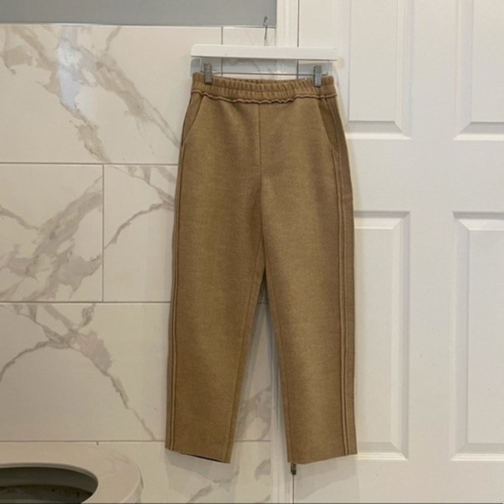 New High Waisted Beige Loose Straight Leg Lounge Pants - Picture 2 of 9